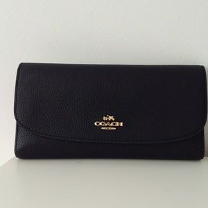 Coach Black Leather Slim Soft Wallet